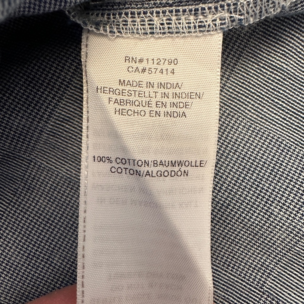True Religion Size Large Checkerboard Chambray Blue Long Sleeve Western Shirt - Picture 6 of 10